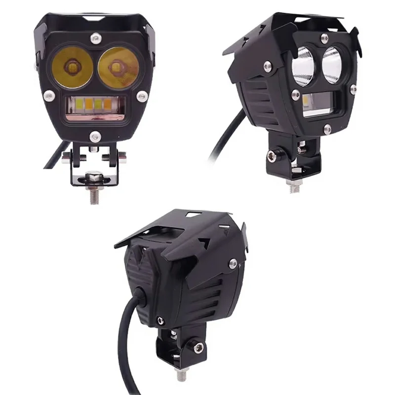 3800lm High Power Motorcycle Auxiliary Spotlight IP67 Waterproof Dual Color High Low Beam Headlight