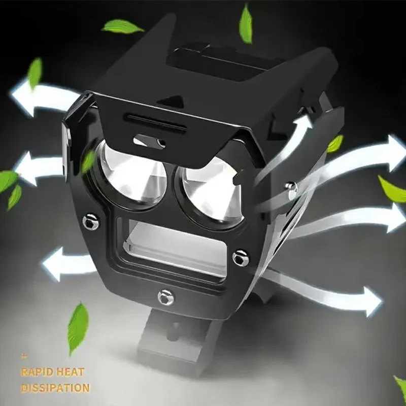 3800lm High Power Motorcycle Auxiliary Spotlight IP67 Waterproof Dual Color High Low Beam Headlight