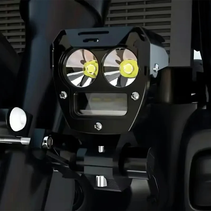 3800lm High Power Motorcycle Auxiliary Spotlight IP67 Waterproof Dual Color High Low Beam Headlight