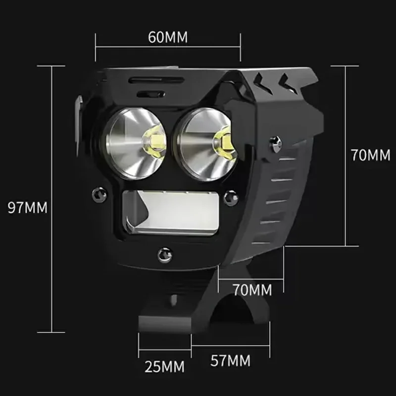 3800lm High Power Motorcycle Auxiliary Spotlight IP67 Waterproof Dual Color High Low Beam Headlight