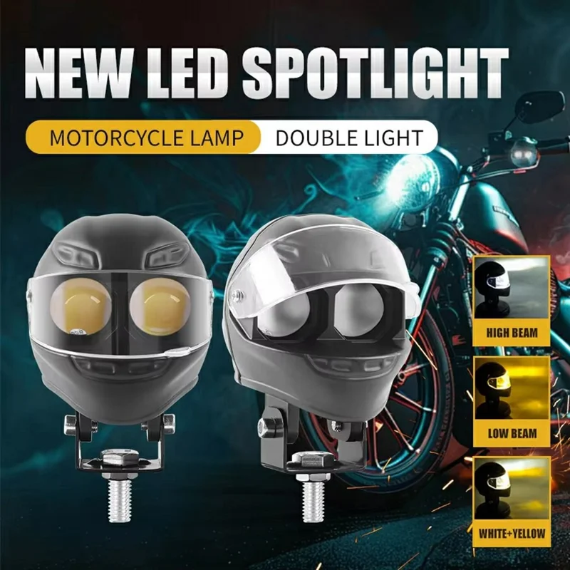 Faro LED da 20W per Moto, Lampada Fendinebbia IP68 Impermeabile con Fascio Alto e Basso, Faro Ausiliario per Scooter