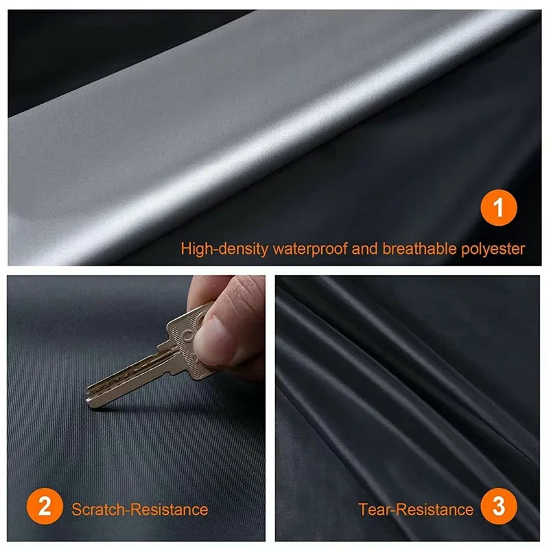 Wasserdichte Outdoor-Autoabdeckung für Limousine SUV Hatchback UV-Schutzabdeckung mit reflektierenden Streifen, Schwarz+Orange - 3L (4,4-4,6m)