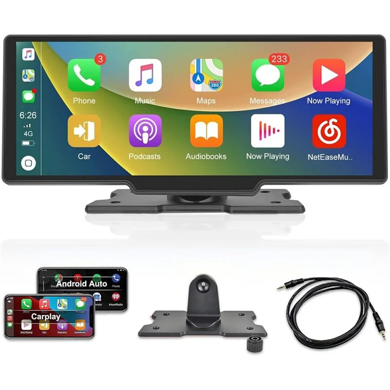 RH-W517 Schermo Wireless CarPlay da 10,3 pollici Radio Touch Screen per Auto con Apple CarPlay / Android Auto Trasmettitore FM