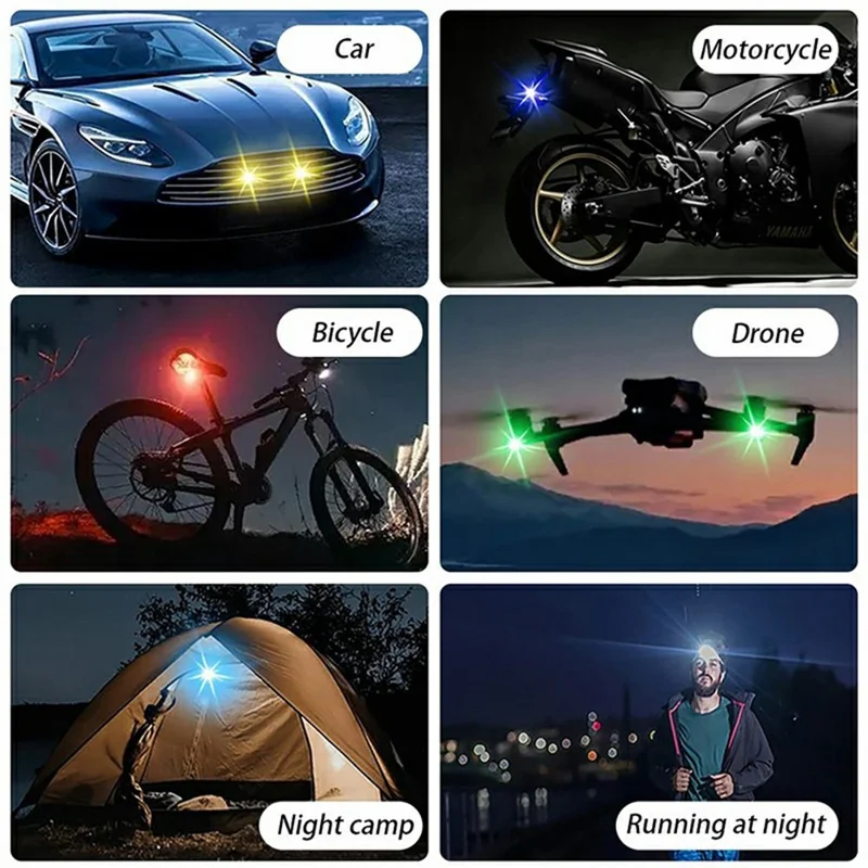 Lampe stroboscopique LED sans fil à télécommande avec fixation magnétique pour voiture / moto / drone - 8 couleurs, 10 modes, lampe d'avertissement