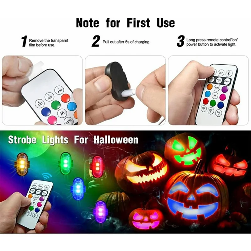 Lampe stroboscopique LED sans fil à télécommande avec fixation magnétique pour voiture / moto / drone - 8 couleurs, 10 modes, lampe d'avertissement