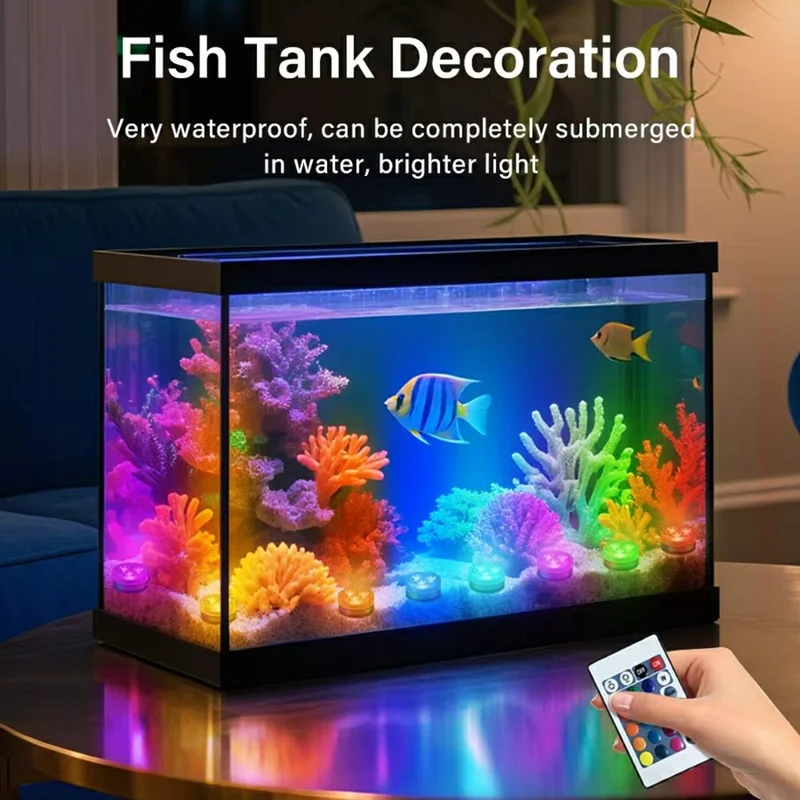3Pcs RGB LED Underwater Light 16 Colors Fish Tank Decorative Light IP68 Waterproof Submersible Pool Lamp with Remote