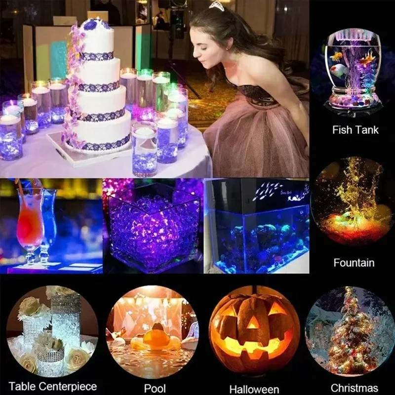 3Pcs RGB LED Underwater Light 16 Colors Fish Tank Decorative Light IP68 Waterproof Submersible Pool Lamp with Remote