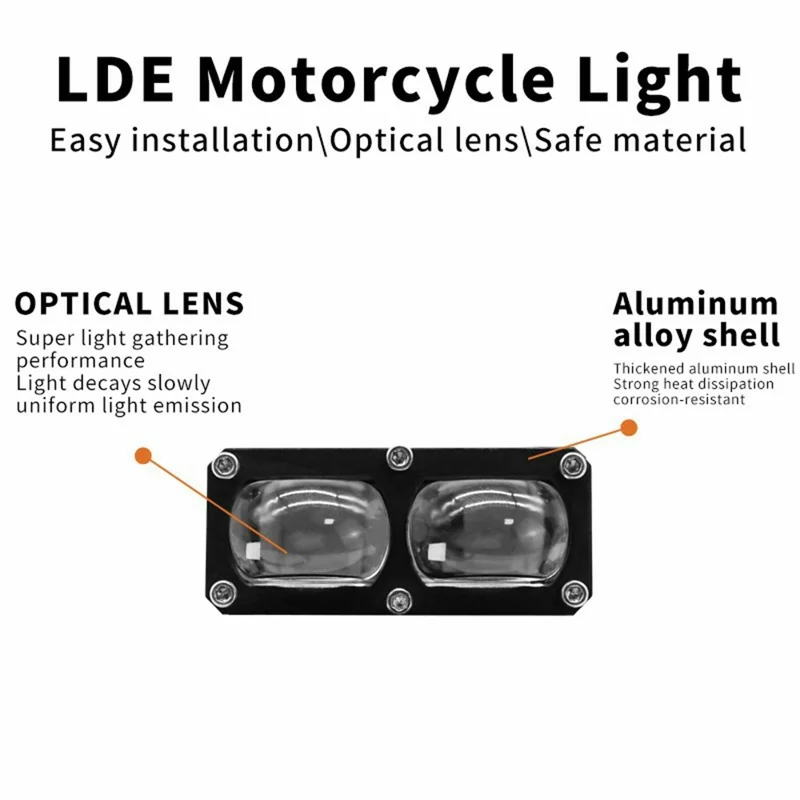 V79 2-LED Headlight for Motorcycle 30W Waterproof Car Auxiliary Lamp High Low Beam with Cooling Fan