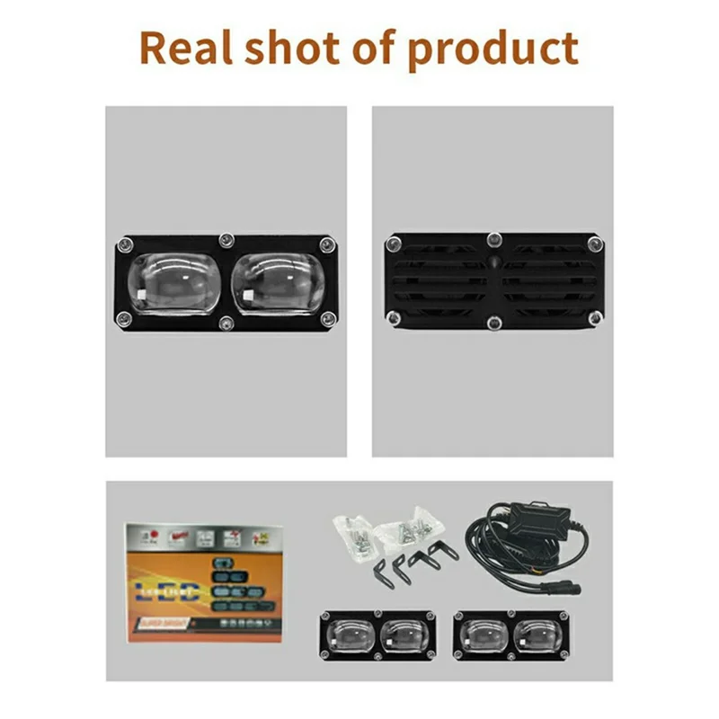 V79 2-LED Headlight for Motorcycle 30W Waterproof Car Auxiliary Lamp High Low Beam with Cooling Fan
