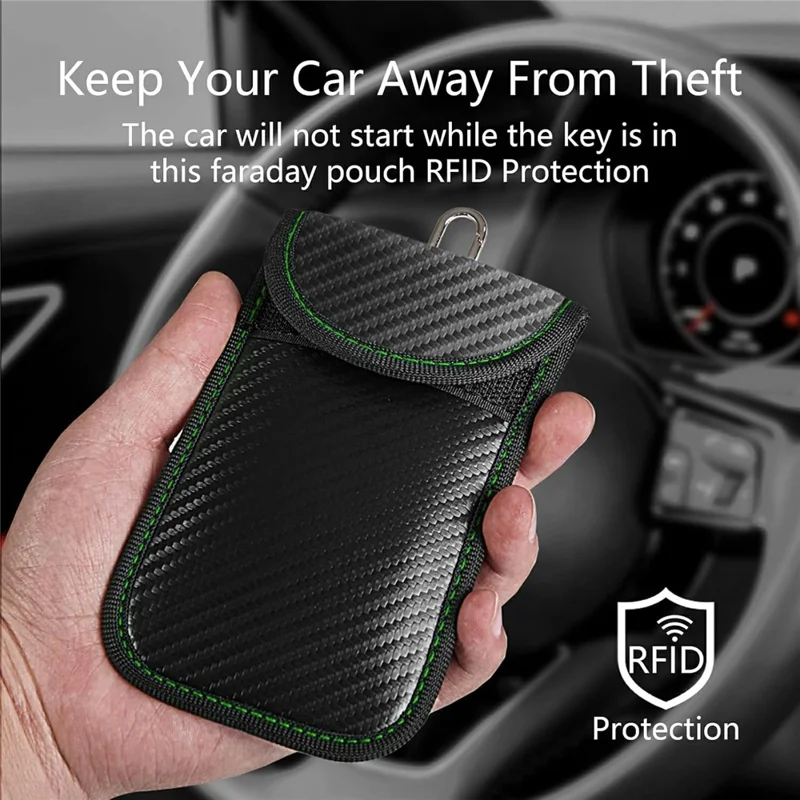 Чехол для автомобильного ключа с защитой от кражи и RFID-сигнала, из искусственной кожи с текстурой углеродного волокна, с крючком - Красная линия