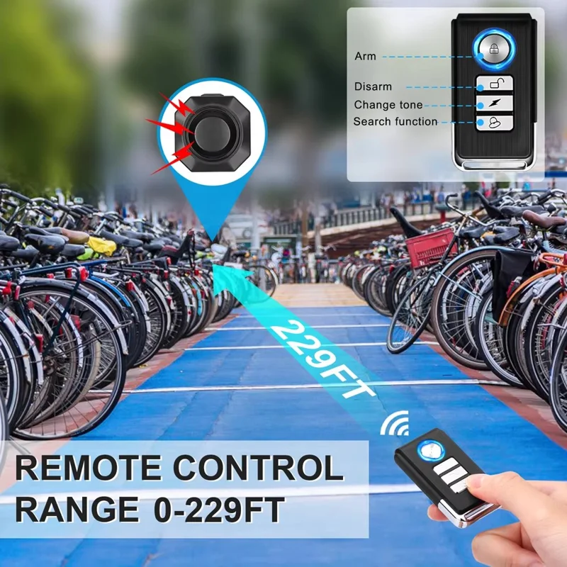 SF32 Waterproof Motorcycle Anti Theft Alarm USB Rechargeable Wireless Bicycle Alarm System with Remote