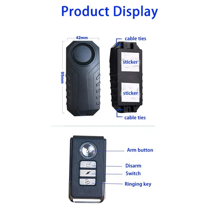 SF22R+03C Wireless Anti Theft Alarm System for Motorcycle Bicycle Remote Control Vibration Detection Device