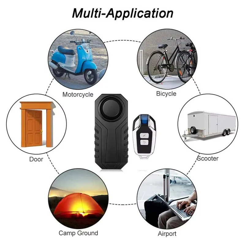 SF22R+09C Wireless Motorcycle Alarm System with Remote Control USB Rechargeable Waterproof Bicycle Anti Theft Device