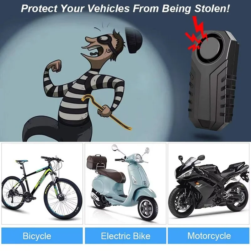 SF22R+09C Wireless Motorcycle Alarm System with Remote Control USB Rechargeable Waterproof Bicycle Anti Theft Device