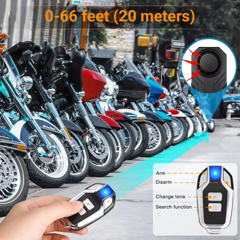 SF22R+09C Wireless Motorcycle Alarm System with Remote Control USB Rechargeable Waterproof Bicycle Anti Theft Device