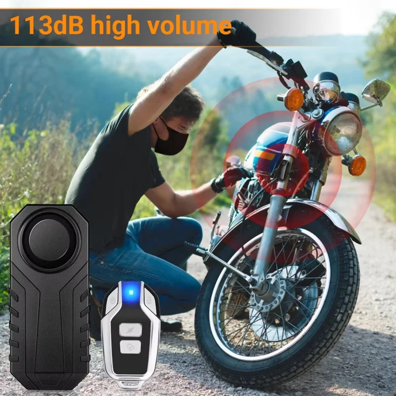 SF22R+09C Wireless Motorcycle Alarm System with Remote Control USB Rechargeable Waterproof Bicycle Anti Theft Device