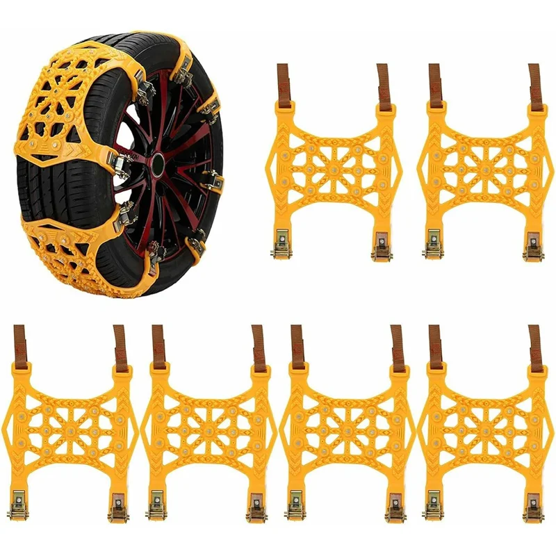 6Pcs Car Tire Snow Chains Anti Skid Emergency Traction Chain for Improved Driving Safety