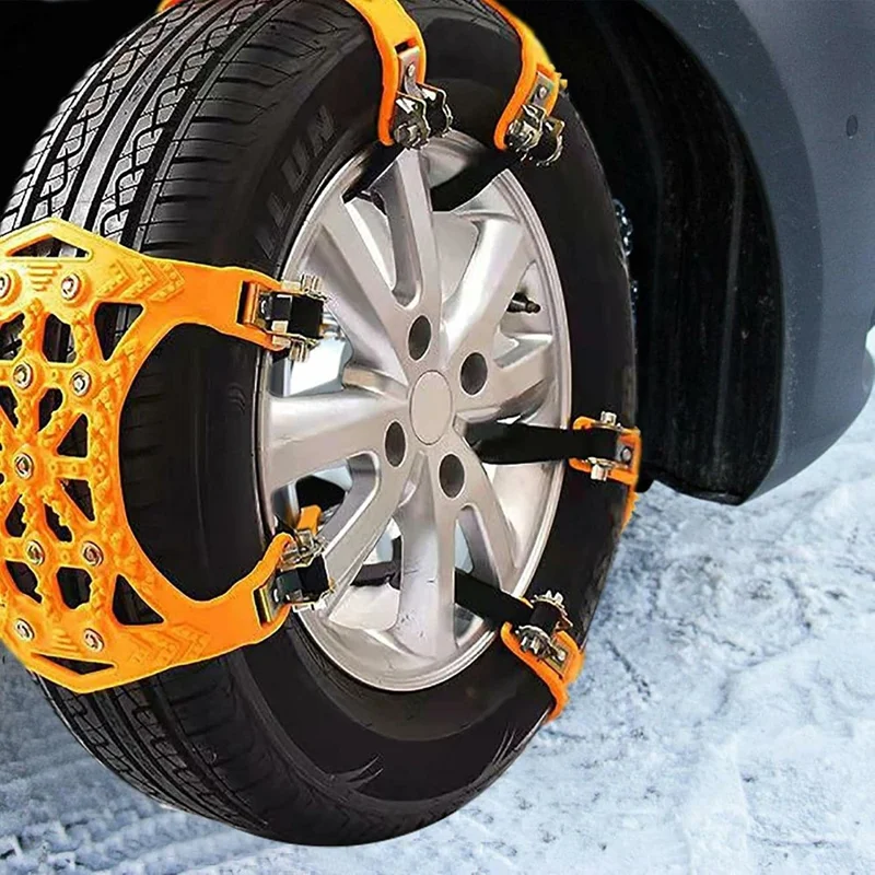 6Pcs Car Tire Snow Chains Anti Skid Emergency Traction Chain for Improved Driving Safety