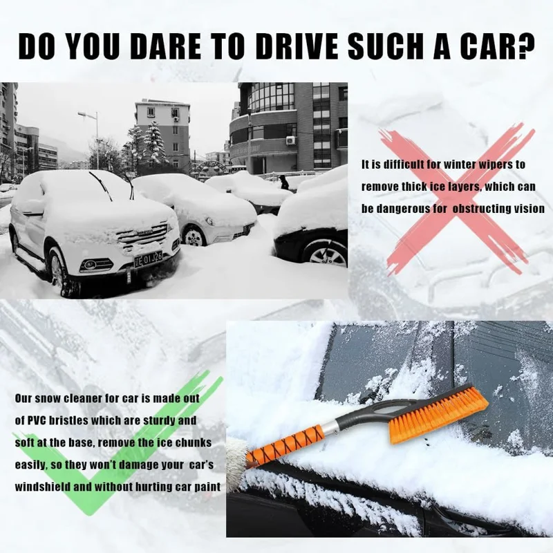 ST-3910 2 in 1 Detachable Car Snow Brush Ice Scraper Winter Windshield Cleaner for Vehicles