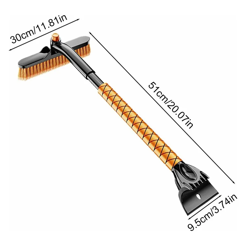 ST-3909 360 Degree Rotatable Car Snow Brush Ice Scraper 2 in 1 Winter Windshield Cleaner for Vehicles