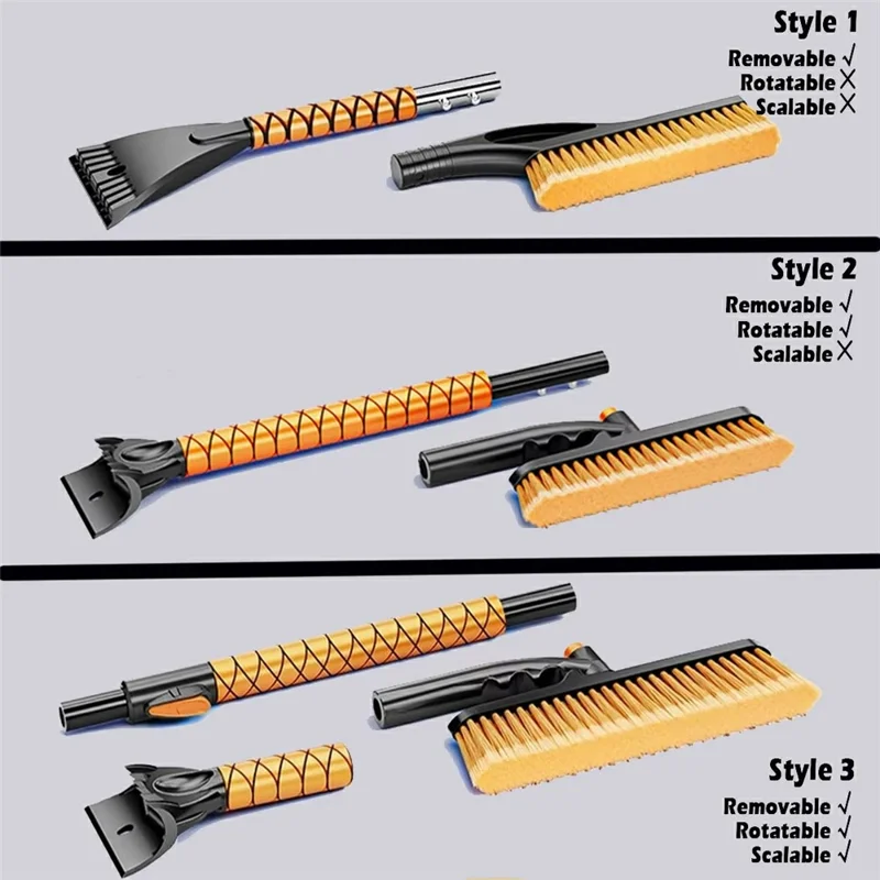 ST-3908 Telescopic handle Windshield Cleaner for Vehicles 2 in 1 360 Degree Rotatable Car Snow Brush Ice Scraper
