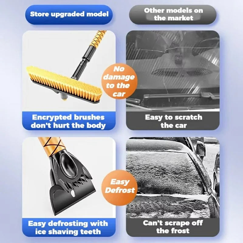 ST-3908 Telescopic handle Windshield Cleaner for Vehicles 2 in 1 360 Degree Rotatable Car Snow Brush Ice Scraper