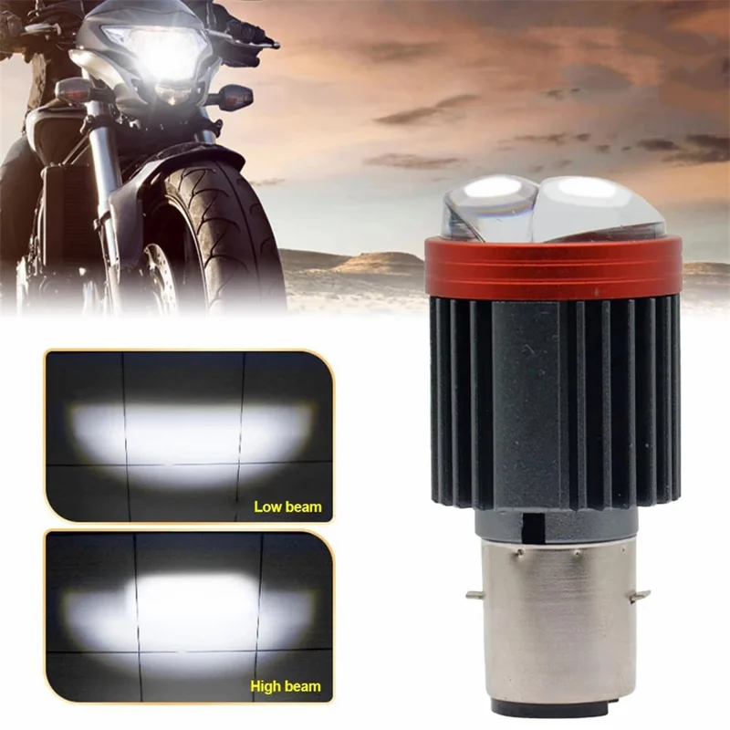 Faro delantero de motocicleta con lente dual y proyector LED, haz alto y bajo, resistente al agua, para vehículo eléctrico - Luz blanca