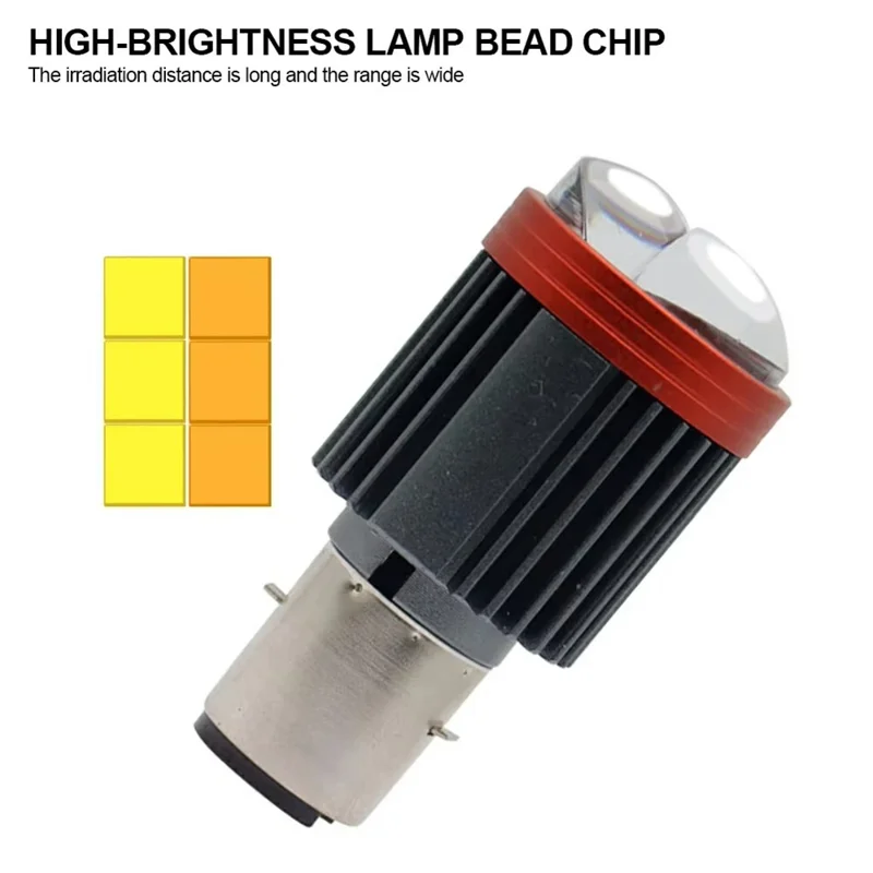 Faro delantero de motocicleta con lente dual y proyector LED, haz alto y bajo, resistente al agua, para vehículo eléctrico - Luz blanca