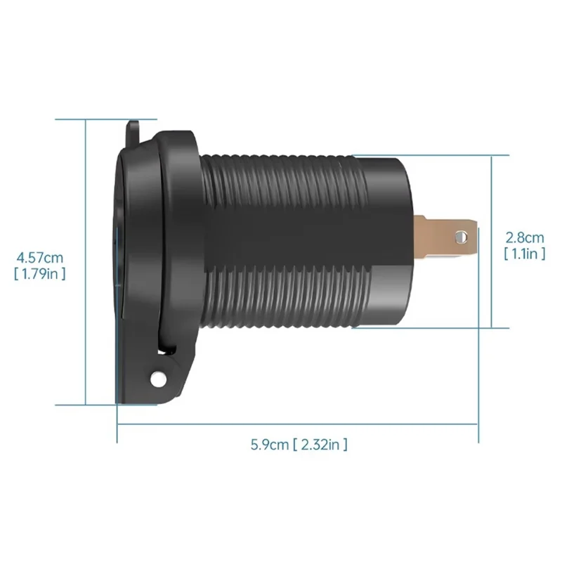 USB + Type C Dual Port Fast Car Charger with Spring Cover Waterproof Charging Adapter for Motorcycle