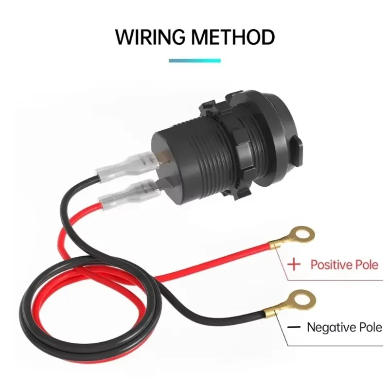 USB + Type C Dual Port Fast Car Charger with Spring Cover Waterproof Charging Adapter for Motorcycle