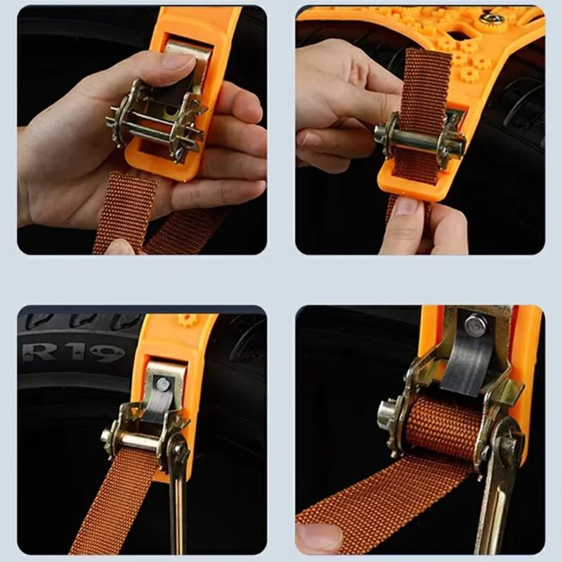 8Pcs Car Tire Snow Chains Universal Anti Skid Emergency Traction with Gloves and Hooks for SUV Truck Off-Road Vehicle