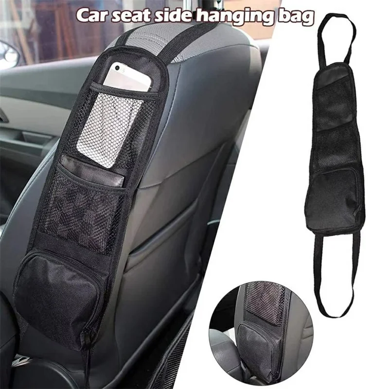 Car Seat Side Storage Organizer Waterproof Multi-Pocket Hanging Bag for Map Water Bottle Umbrella