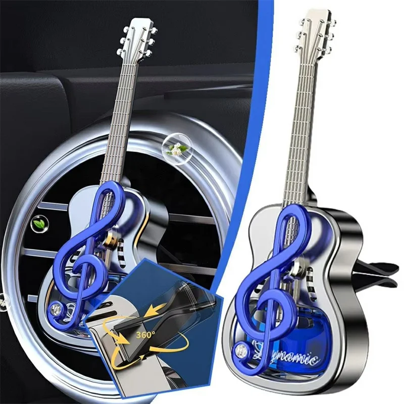 Guitar Shape Car Vent Clip Air Freshener Diffuser Aromatherapy Fragrance for Vehicle AC Outlet Decorative Ornament - Blue+Ocean