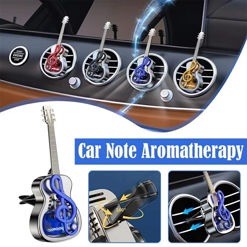 Guitar Shape Car Vent Clip Air Freshener Diffuser Aromatherapy Fragrance for Vehicle AC Outlet Decorative Ornament - Blue+Ocean