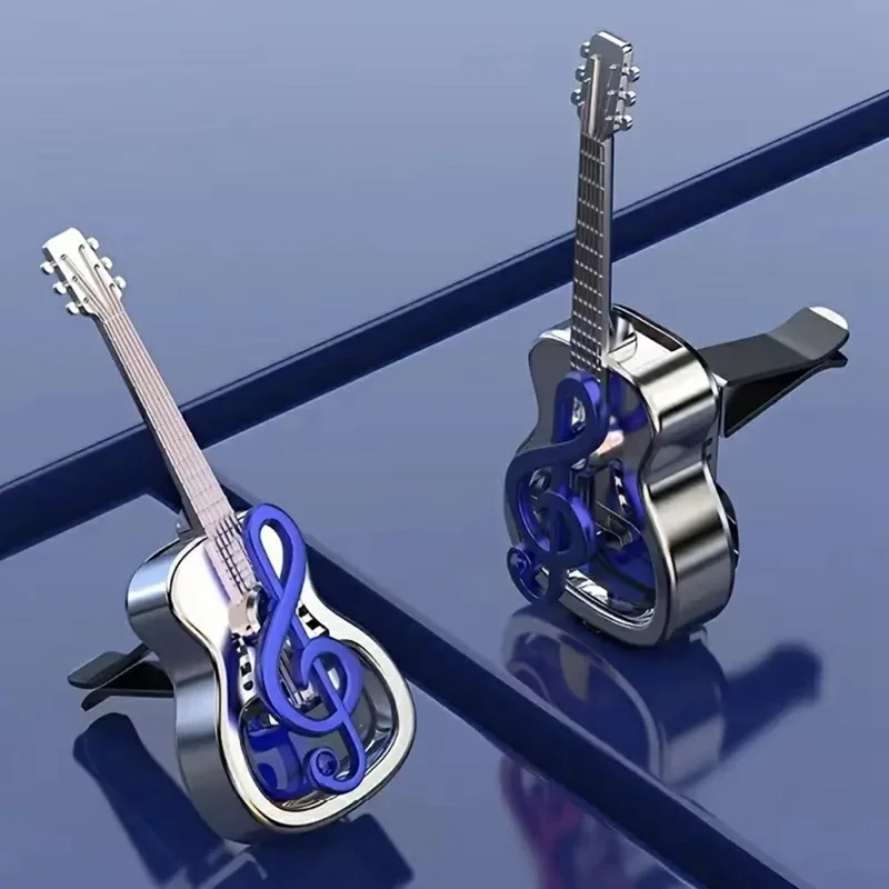 Guitar Shape Car Vent Clip Air Freshener Diffuser Aromatherapy Fragrance for Vehicle AC Outlet Decorative Ornament - Blue+Ocean