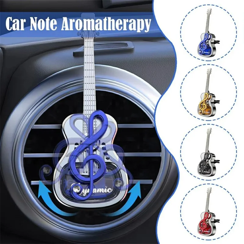 Guitar Shape Car Vent Clip Air Freshener Diffuser Aromatherapy Fragrance for Vehicle AC Outlet Decorative Ornament - Blue+Ocean