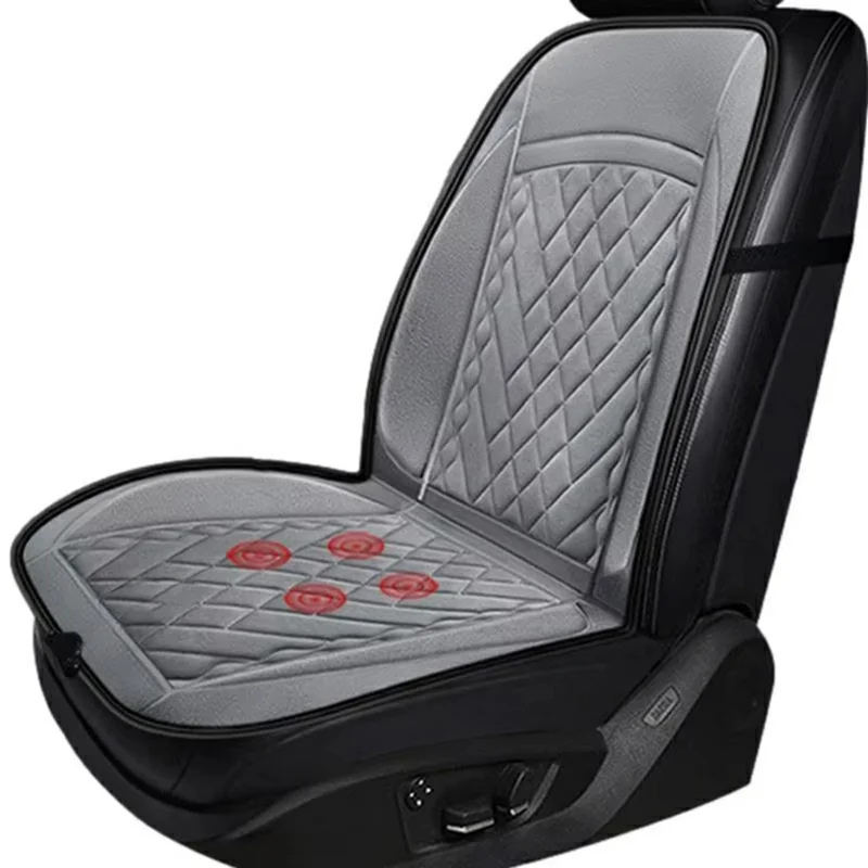 12-24V Car Seat Heater Cushion 3 Gears Adjustable Single Seat Winter Warming Pad for Vehicle - Grey