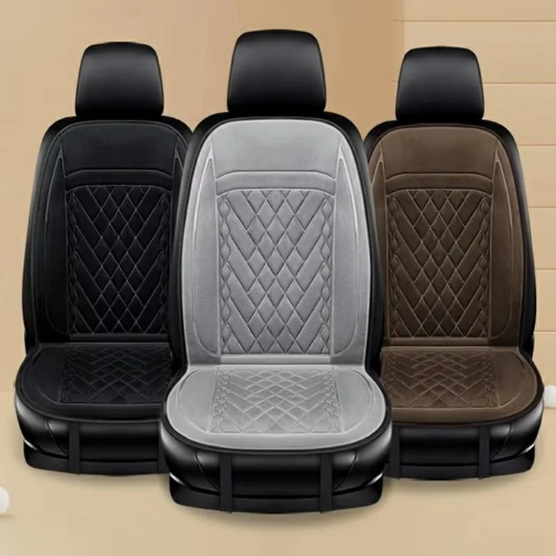 12-24V Car Seat Heater Cushion 3 Gears Adjustable Single Seat Winter Warming Pad for Vehicle - Grey