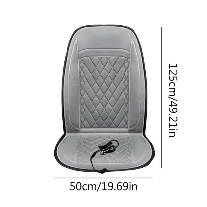 12-24V Car Seat Heater Cushion 3 Gears Adjustable Single Seat Winter Warming Pad for Vehicle - Grey