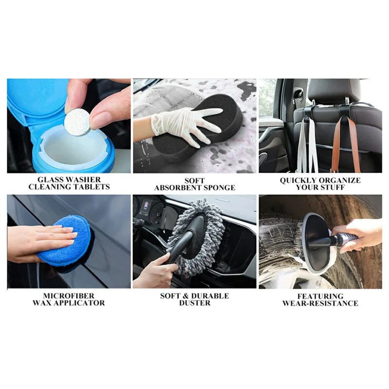 Kit de 38 outils de lavage de voiture avec pistolet à mousse, brosse électrique, nettoyant de vitres et ensemble de brosses de détail