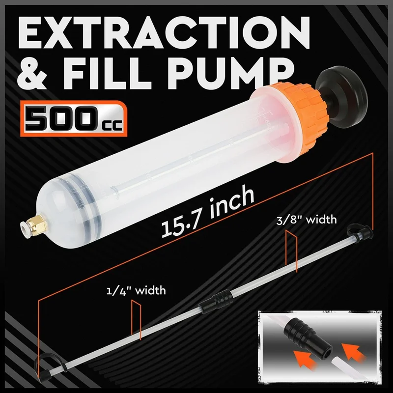 500CC Car Oil Fluid Extractor Transparent Manual Oil Suction Pump Oil Transfer Change Pump