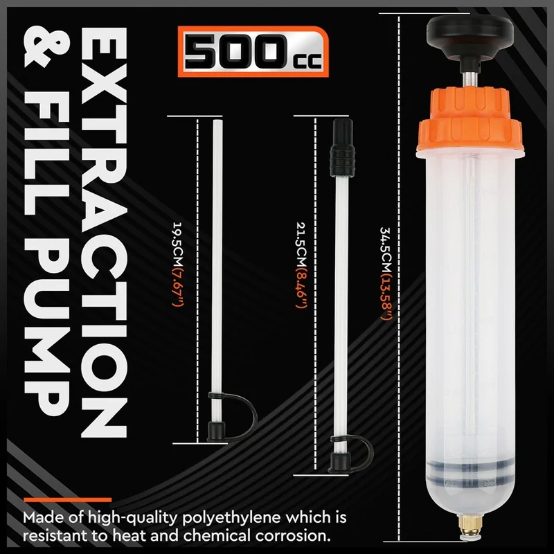 500CC Car Oil Fluid Extractor Transparent Manual Oil Suction Pump Oil Transfer Change Pump