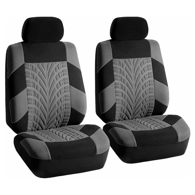 9Pcs Car Seat Covers Full Set Automotive 5-Seats Front Rear Covers Headrest Protectors - Grey