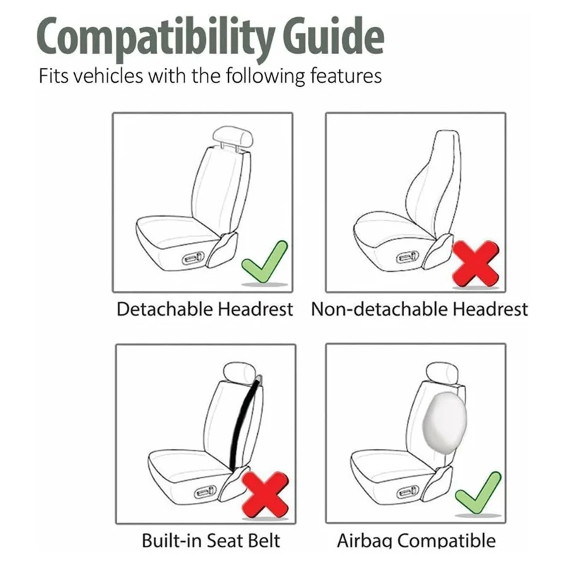 9Pcs Car Seat Covers Full Set Automotive 5-Seats Front Rear Covers Headrest Protectors - Grey