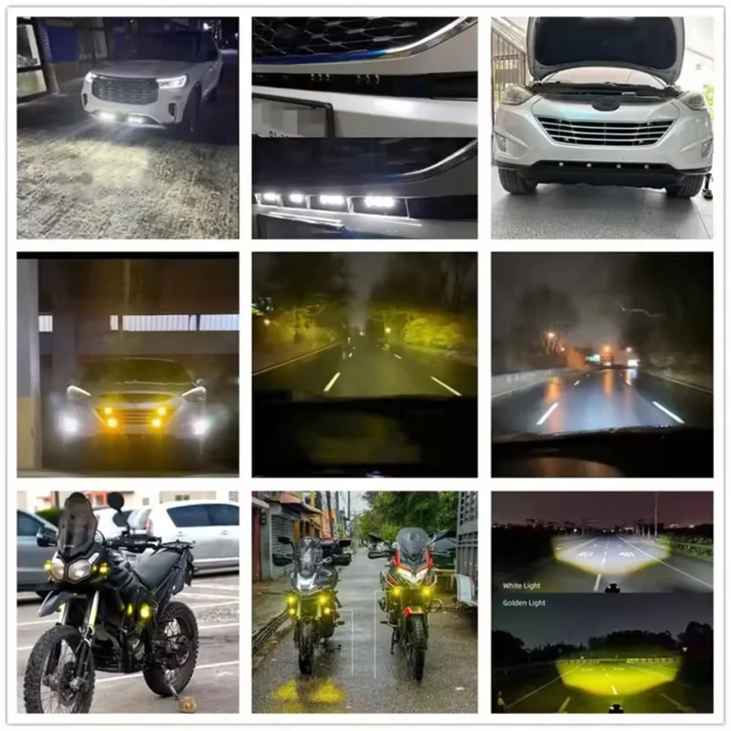 Car LED Spotlight IP67 Waterproof Yellow and White Light High Low Beam Lamp for Truck / SUV / ATV