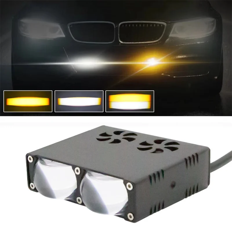 2-LED Car Spotlight IP67 Waterproof Yellow and White Light High Low Beam Lamp for Truck / SUV / ATV