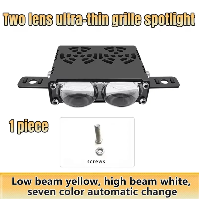 2-LED Car Spotlight IP67 Waterproof Yellow and White Light High Low Beam Lamp for Truck / SUV / ATV