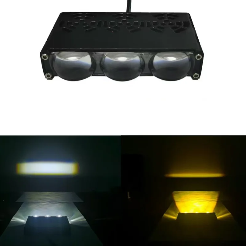 3-LED Autoprojektor IP67 wasserdicht Gelb und Weiß Licht Abblend- und Fernlicht Lampe für LKW / SUV / ATV