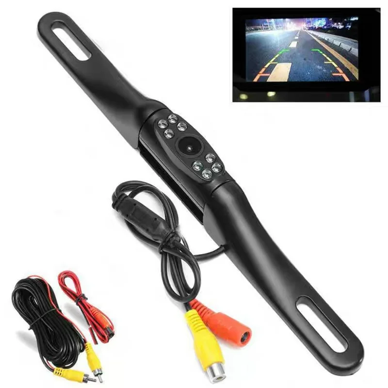 Cornice per targa automobilistica Telecamera per auto HD Visione notturna a infrarossi Telecamera posteriore per retromarcia per sedan, SUV, camion, roulotte