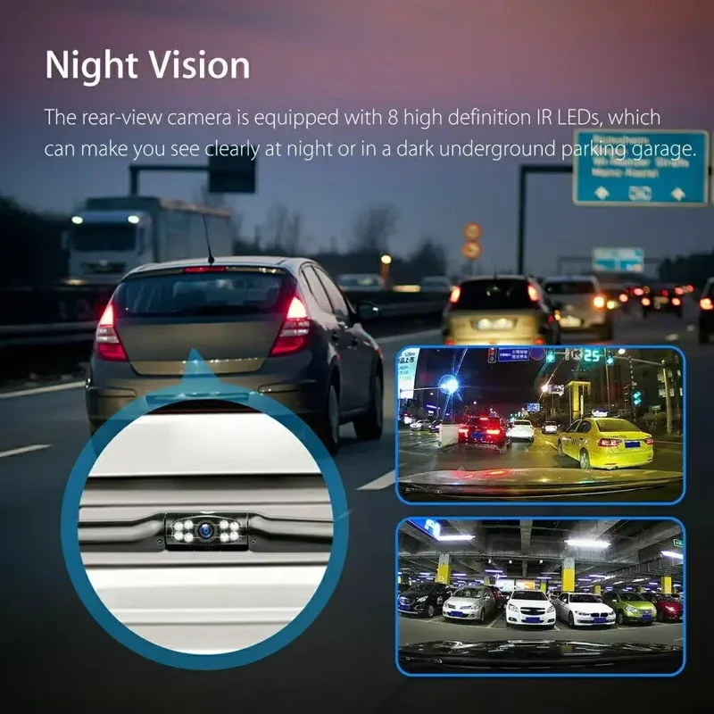 Cornice per targa automobilistica Telecamera per auto HD Visione notturna a infrarossi Telecamera posteriore per retromarcia per sedan, SUV, camion, roulotte